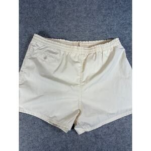 VINTAGE 80s US Military Shorts Mens Large Cream Elastic Waist Training Athletic